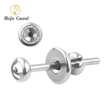 Titanium Gemstone Clear Crystal Bezel Set Piercing Earring Studs Jewelry Manufacturer